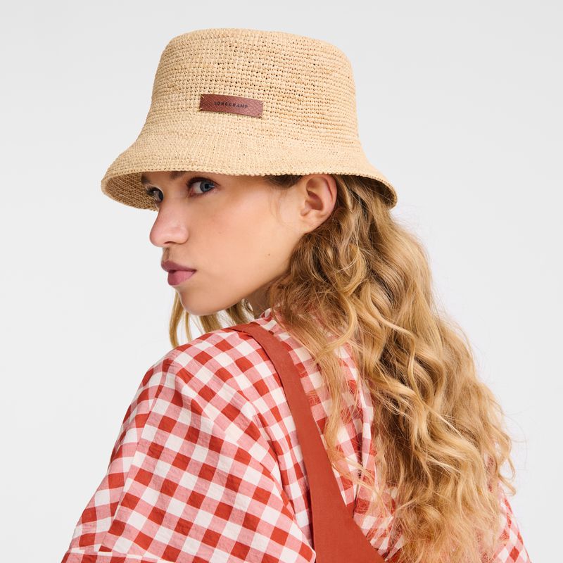 Women Longchamp Raffia Bucket Hat Beige | Thailand-189ZOBUYK