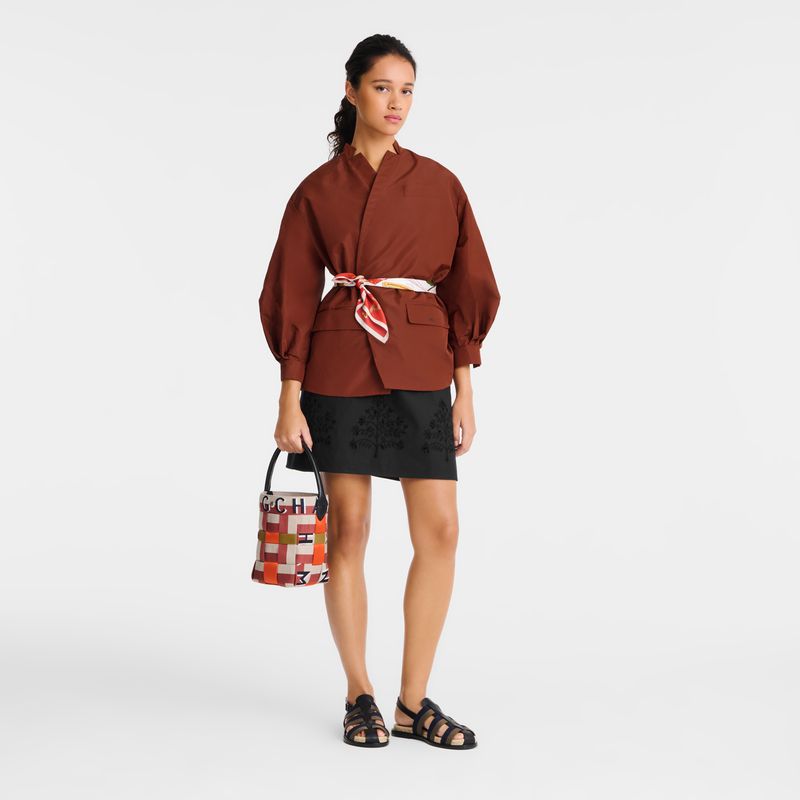 Women Longchamp Re-play Xs Bucket Bag Red / Beige | Thailand-021LBUFAC