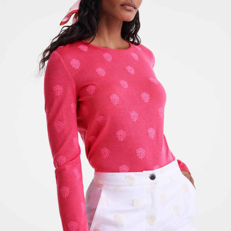 Women Longchamp Round Neck Sweater Pink | Thailand-304TMZUAY