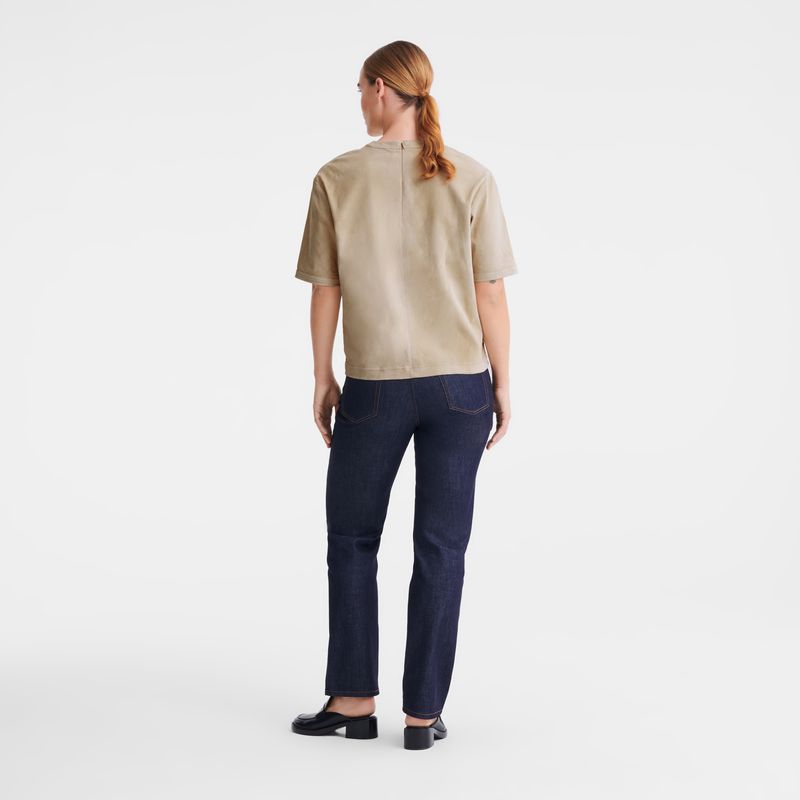 Women Longchamp Short Leather Top Beige | Thailand-189PBWXTJ