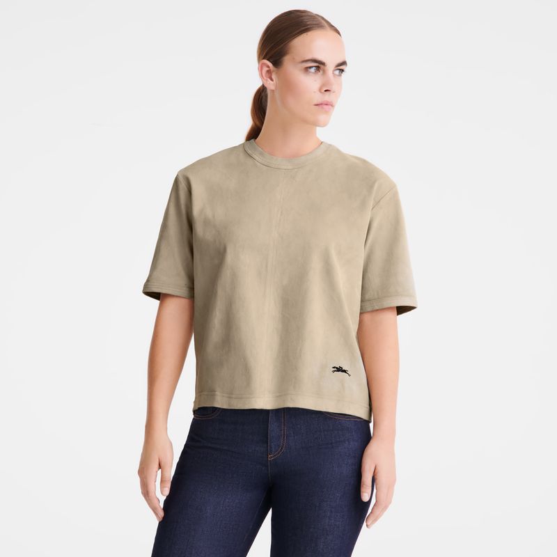 Women Longchamp Short Leather Top Beige | Thailand-189PBWXTJ