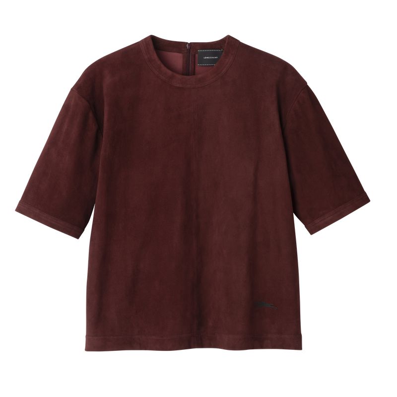 Women Longchamp Short Leather Top Burgundy | Thailand-042QATPCX