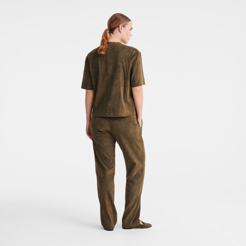 Women Longchamp Short Leather Top Khaki | Thailand-540GCIDLU