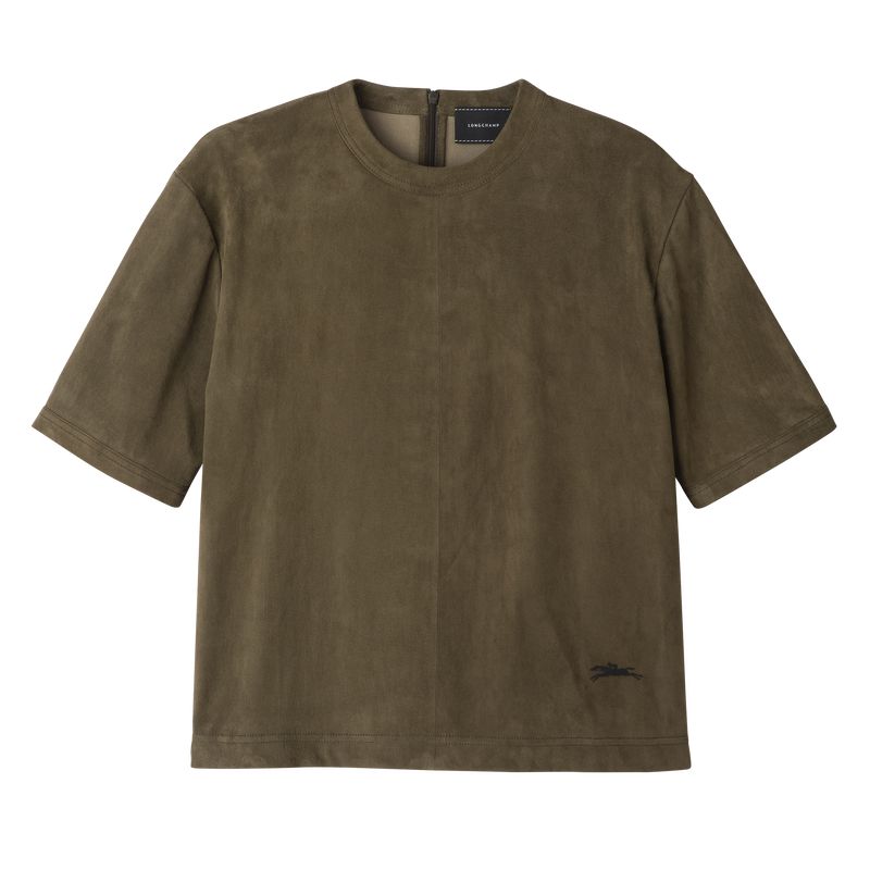 Women Longchamp Short Leather Top Khaki | Thailand-540GCIDLU