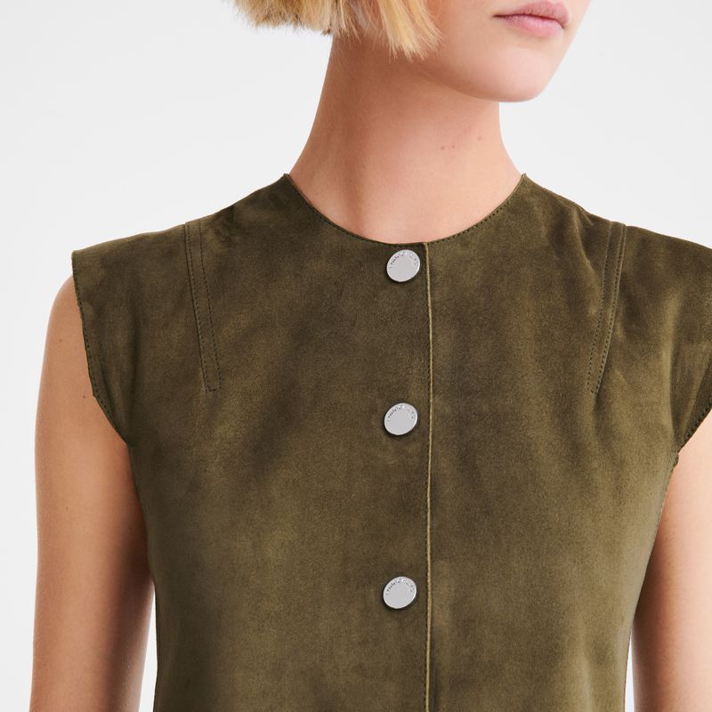 Women Longchamp Sleeveless Jacket Khaki | Thailand-329DNHUYJ