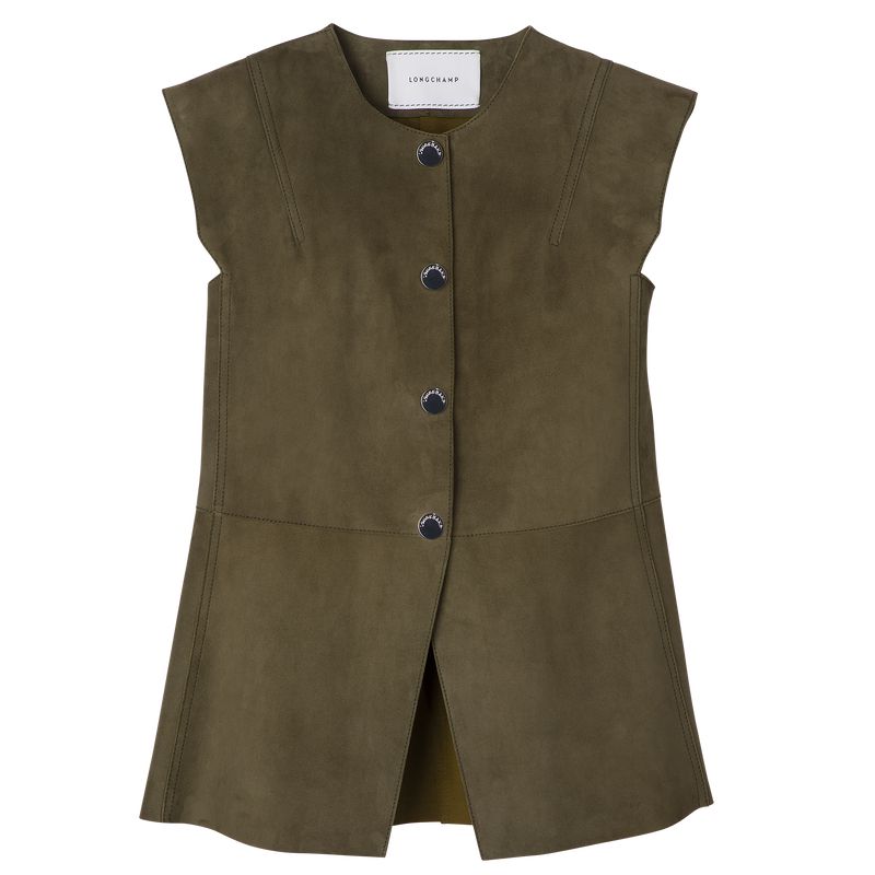 Women Longchamp Sleeveless Jacket Khaki | Thailand-329DNHUYJ