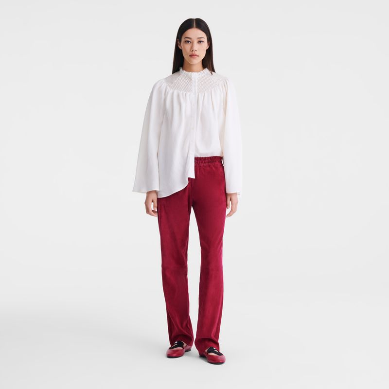 Women Longchamp Smocked Veil Blouse Cream | Thailand-365ZAYJNT