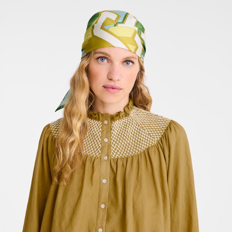 Women Longchamp Smocked Veil Blouse Olive | Thailand-376QAKUVX