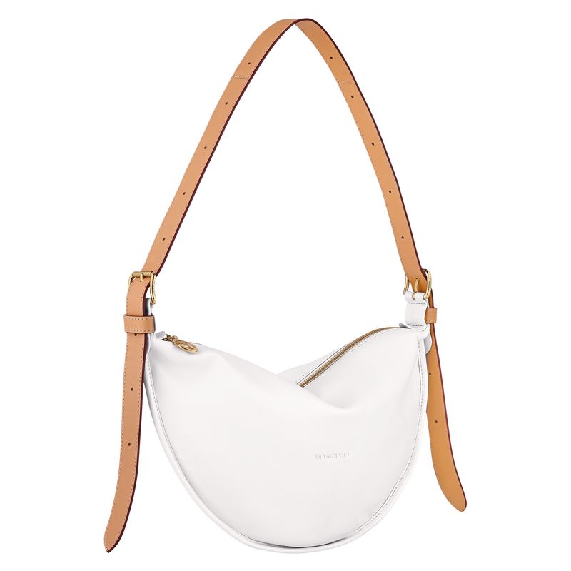 Women Longchamp Smoothie M Crossbody Bag White | Thailand-497APOTLB