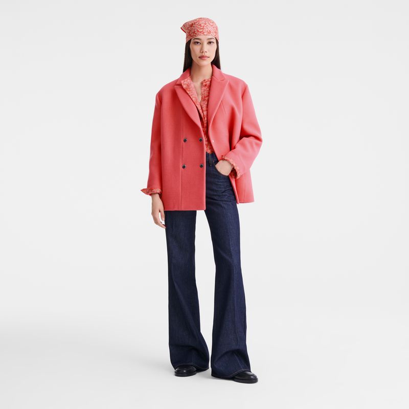 Women Longchamp Straight Short Coat Pink | Thailand-314WUEVTP