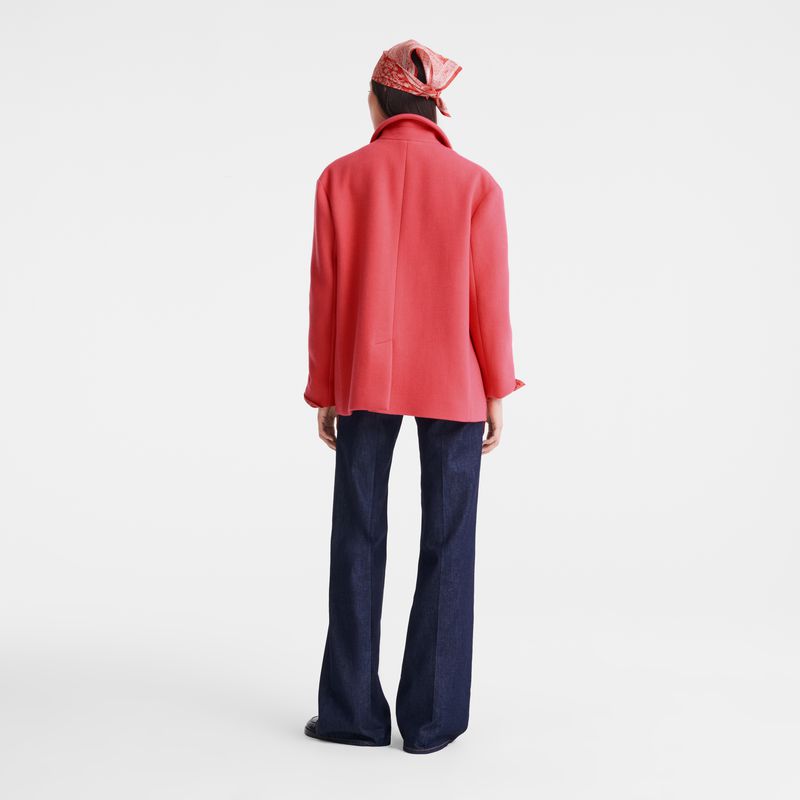 Women Longchamp Straight Short Coat Pink | Thailand-314WUEVTP