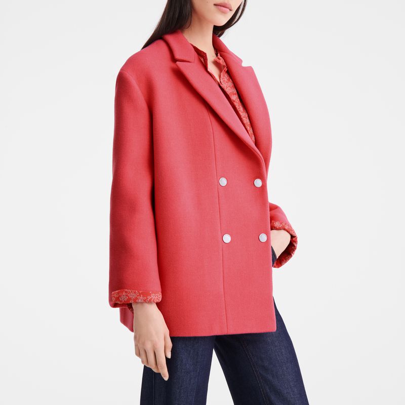 Women Longchamp Straight Short Coat Pink | Thailand-314WUEVTP
