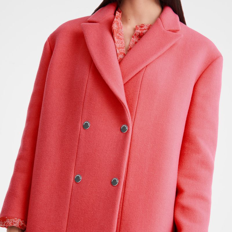 Women Longchamp Straight Short Coat Pink | Thailand-314WUEVTP