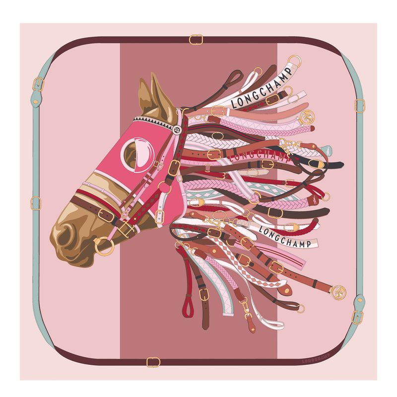 Women Longchamp Tête De Cheval 90 Scarf Pink | Thailand-657MCPDAR