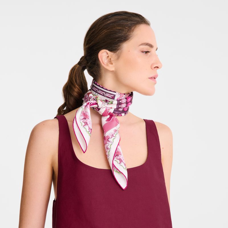 Women Longchamp Vegetable Garden 90 Scarf Pink | Thailand-680CSGFRN