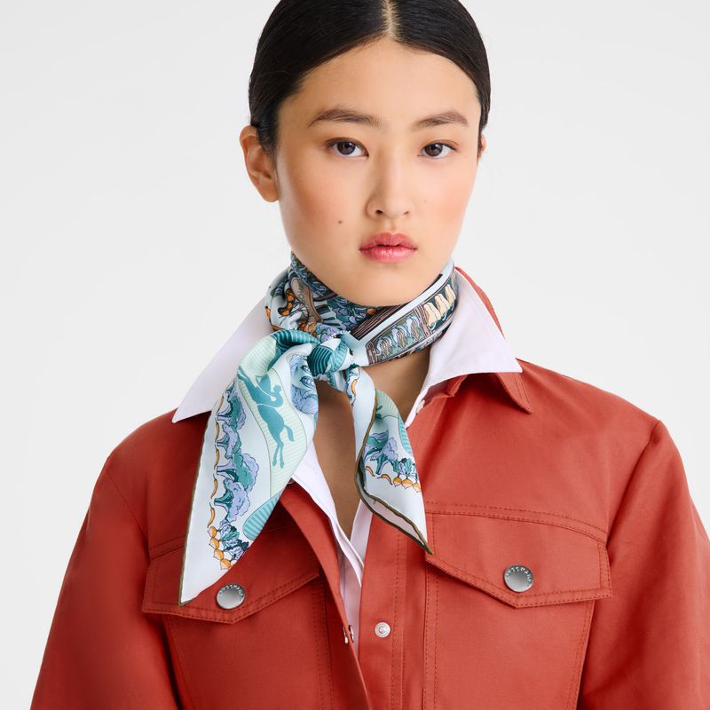 Women Longchamp Vegetable Garden 90 Scarf Navy | Thailand-635GHUWFE