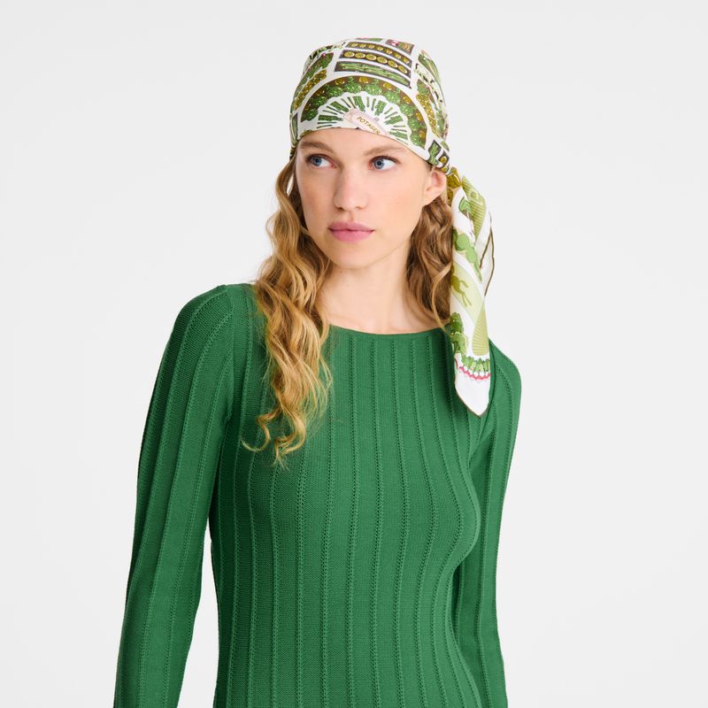 Women Longchamp Vegetable Garden 90 Scarf Khaki | Thailand-137QFRYJN