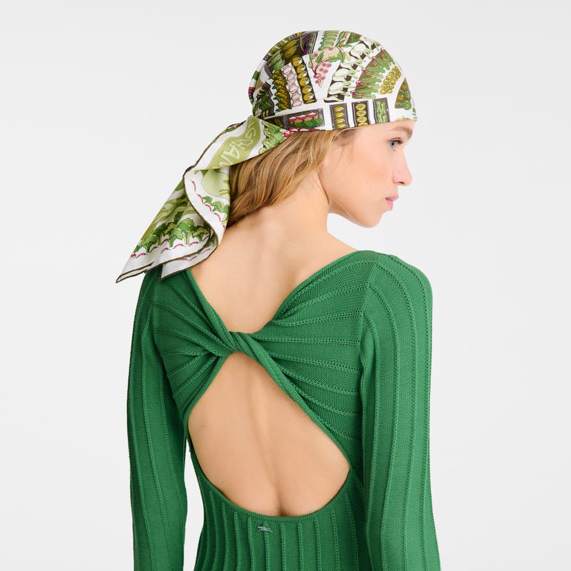 Women Longchamp Vegetable Garden 90 Scarf Khaki | Thailand-137QFRYJN