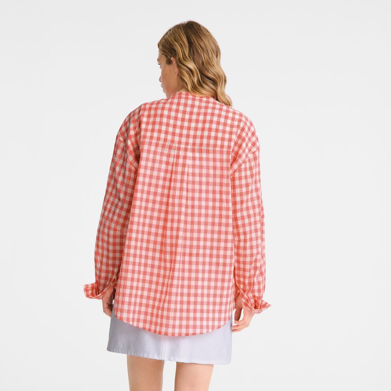 Women Longchamp Vichy Jacquard Shirts Pink | Thailand-026DABCKH