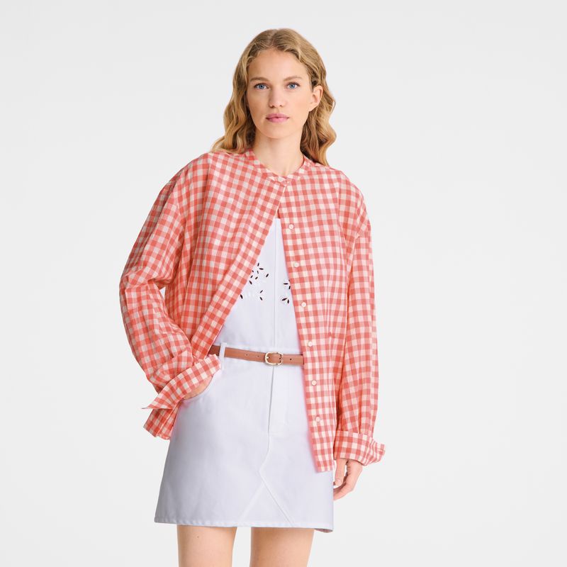Women Longchamp Vichy Jacquard Shirts Pink | Thailand-026DABCKH