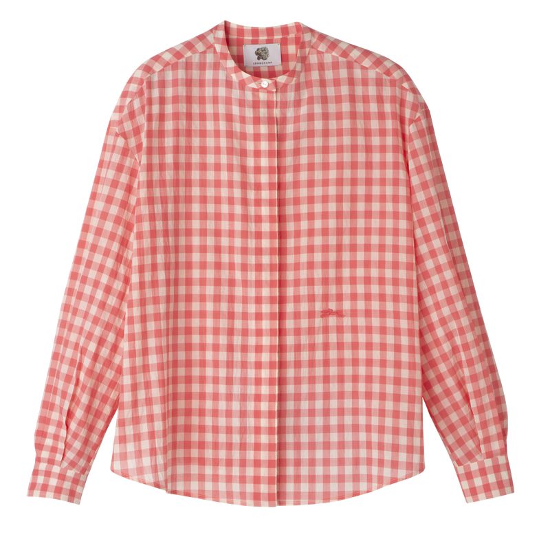 Women Longchamp Vichy Jacquard Shirts Pink | Thailand-026DABCKH