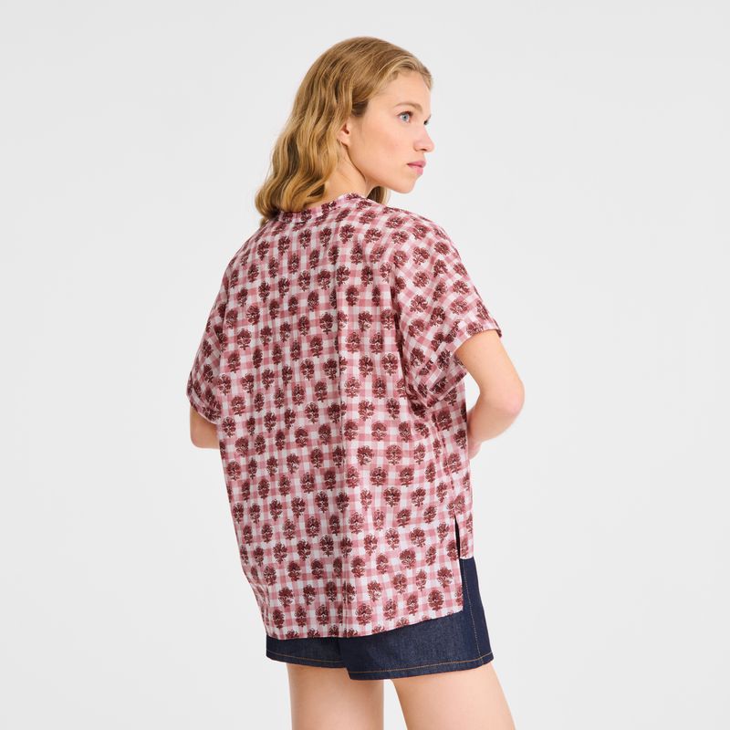Women Longchamp Vichy Print Veil Blouse Pink | Thailand-580EJUPBC