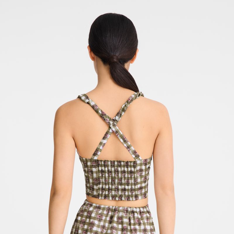 Women Longchamp Vichy Print Veil Top Olive | Thailand-248FMEXDK