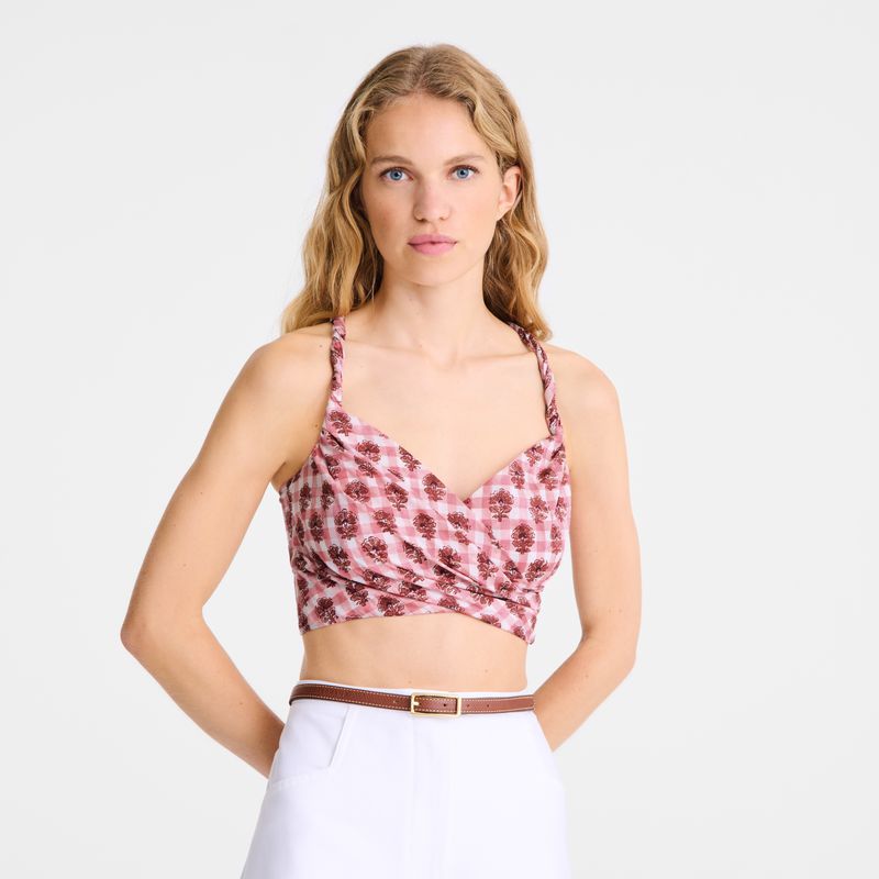 Women Longchamp Vichy Print Veil Top Pink | Thailand-527SDJEHK