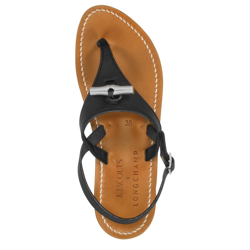 Women Longchamp X K.Jacques Sandals Black | Thailand-401CPWKFR