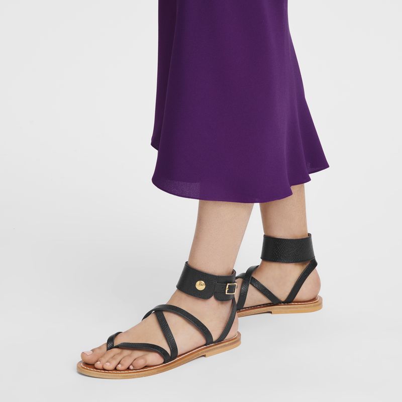 Women Longchamp X K.Jacques Sandals Black | Thailand-964HGDOWC