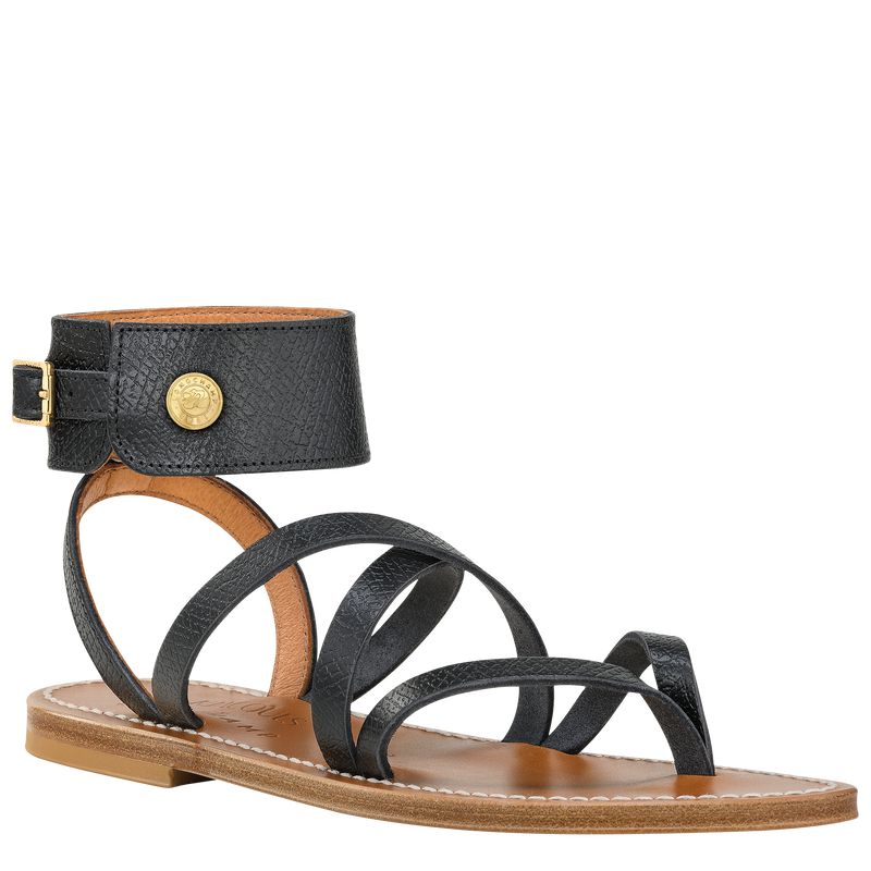 Women Longchamp X K.Jacques Sandals Black | Thailand-964HGDOWC
