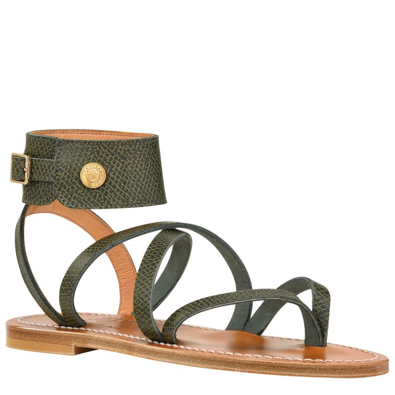 Women Longchamp X K.Jacques Sandals Dark Green | Thailand-795VTFQYH