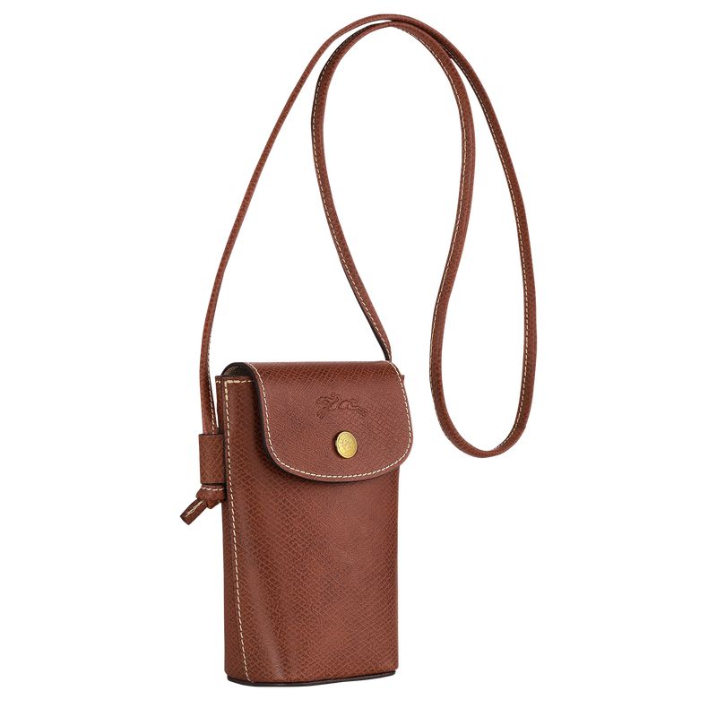 Women Longchamp Épure With Leather Lace Phone Case Brown | Thailand-340CZGYXD